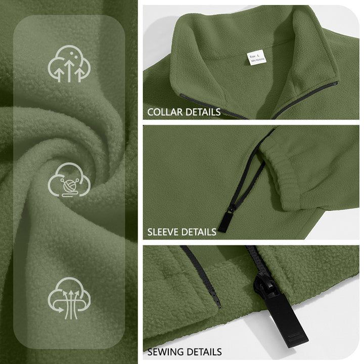 Herren Leichte Outdoor-Fleecejacke mit Stehkragen und Reißverschlusstaschen Drune