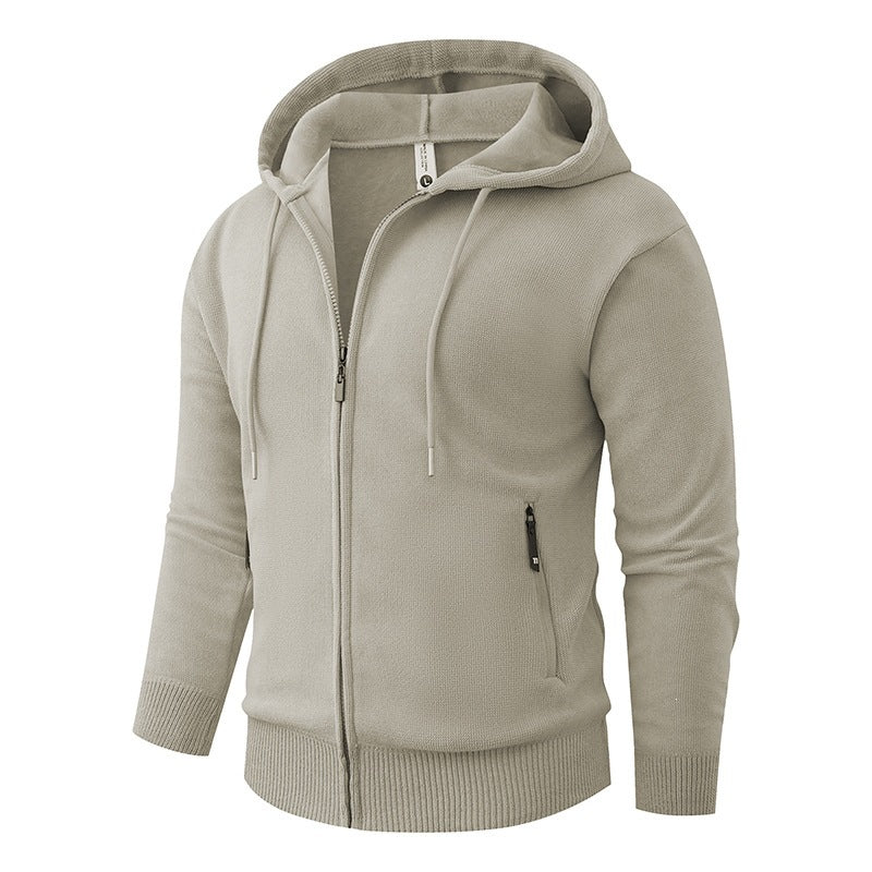 Herren Kapuzen-Fleecejacke mit durchgehendem Reißverschluss und gerippten Bündchen Drune