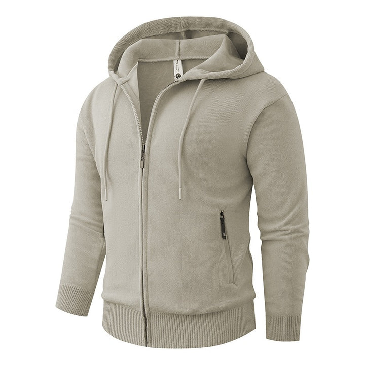 Herren Kapuzen-Fleecejacke mit durchgehendem Reißverschluss und gerippten Bündchen Drune