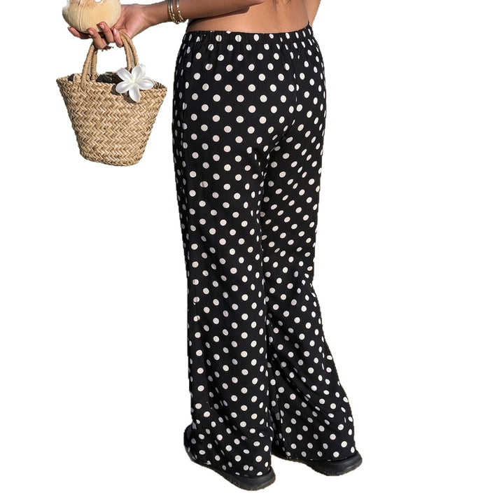 Damen nan weite Palazzo-Hose mit elastischem Bund und Punkte-Muster Drune