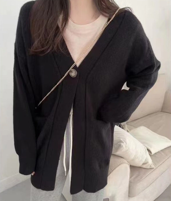 Damen Kuschelige Strickjacke mit großem Schnitt und Taschen Drune