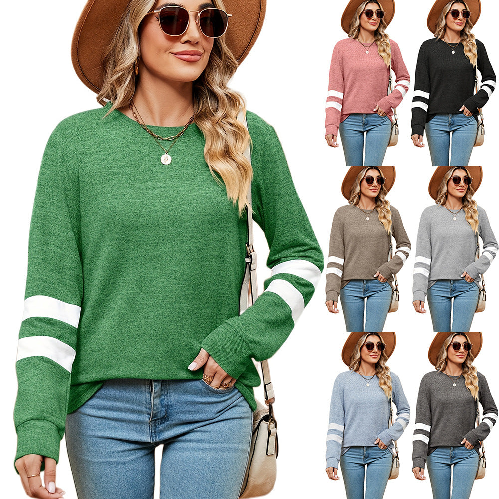 Damen sportliches Sweatshirt mit dekorativen Streifendetails Drune