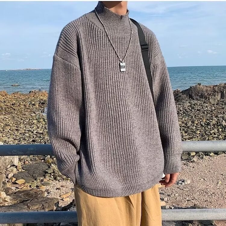Damen Grobstrickpullover mit hohem Kragen Drune