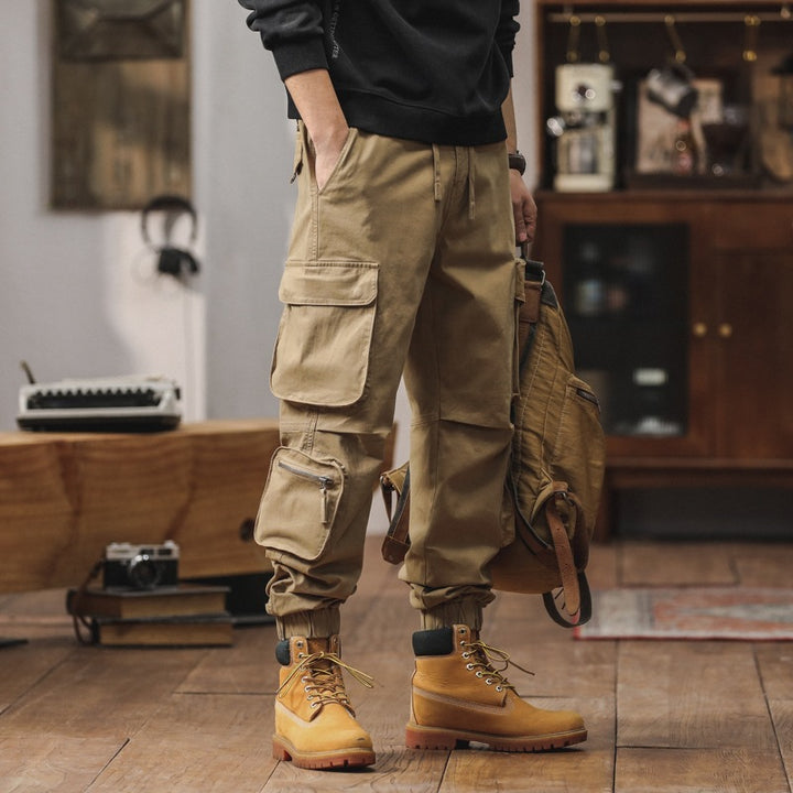 Herren Robuste Cargo-Jogginghose mit Multifunktions-Taschen Kordelzug elastische Bündchen Drune