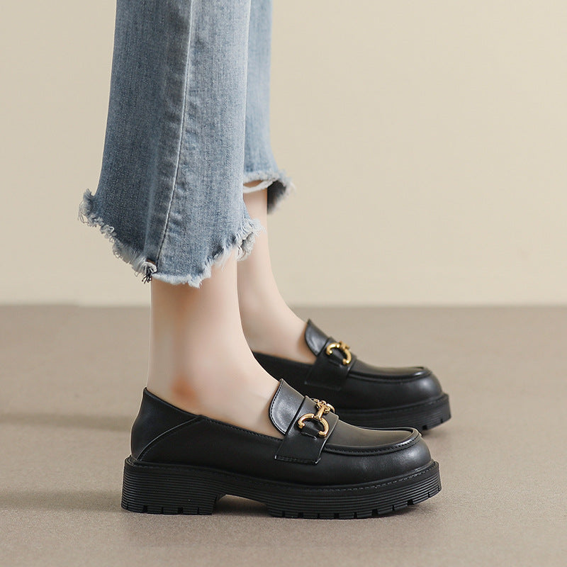 Damen Mokassin-Schuhe mit modischer Schnallenverzierung und robuster Sohle Drune