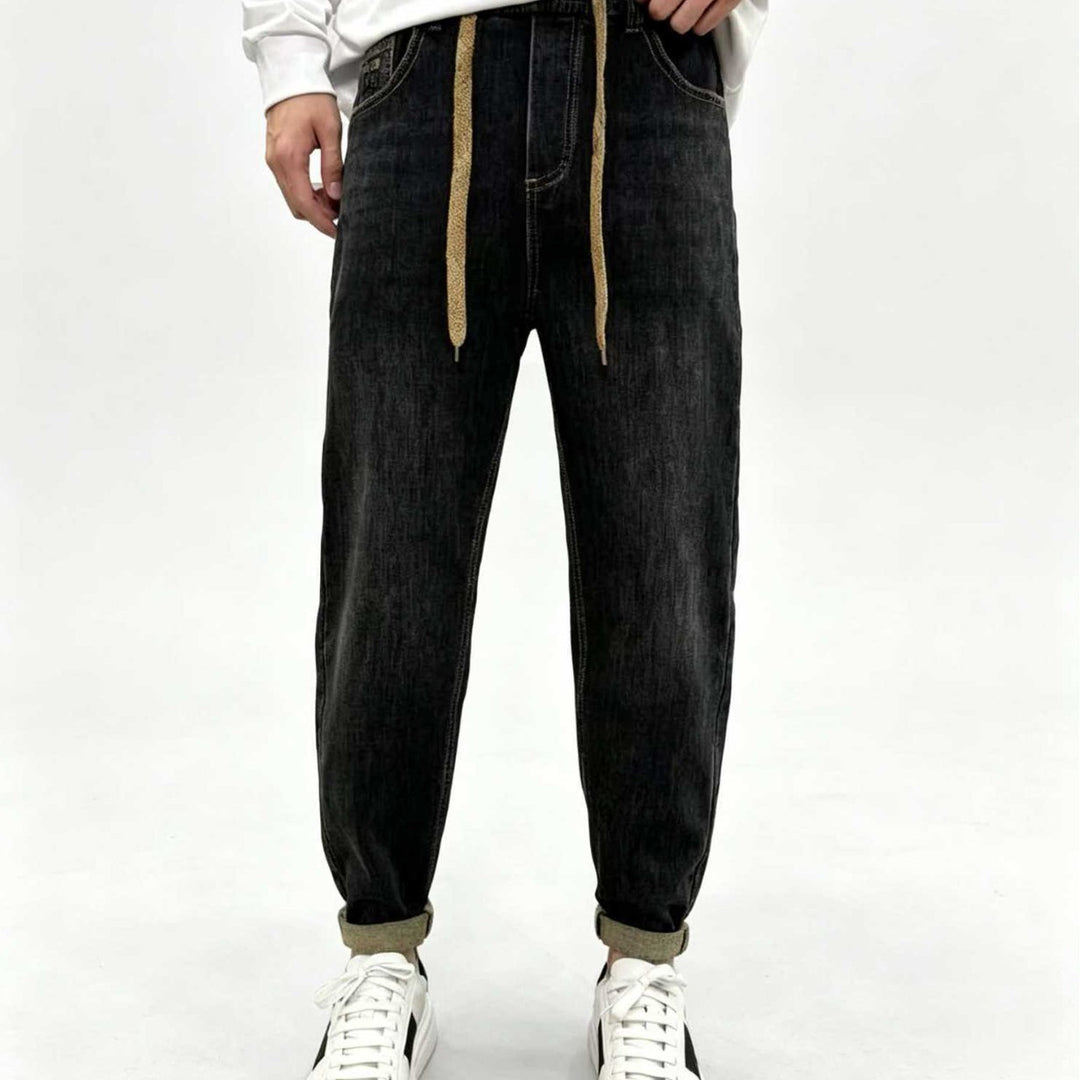 Herren Relaxed Denim-Jogger mit Kordelzug und elastischem Saum Drune