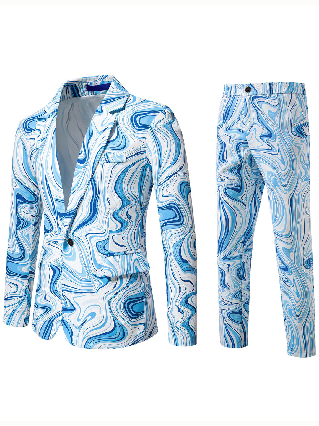 Herren Zweiteiliges Statement-Sakko und Anzughose mit psychedelischem Swirl-Print Drune