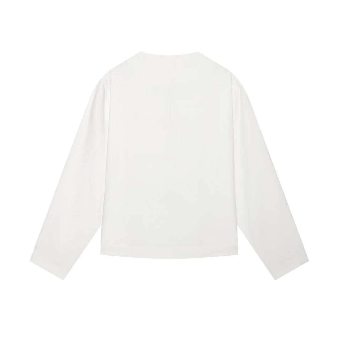 Damen Boxy-Jacke mit Mandarin-Kragen und dekorativen Knotenverschlüssen Drune