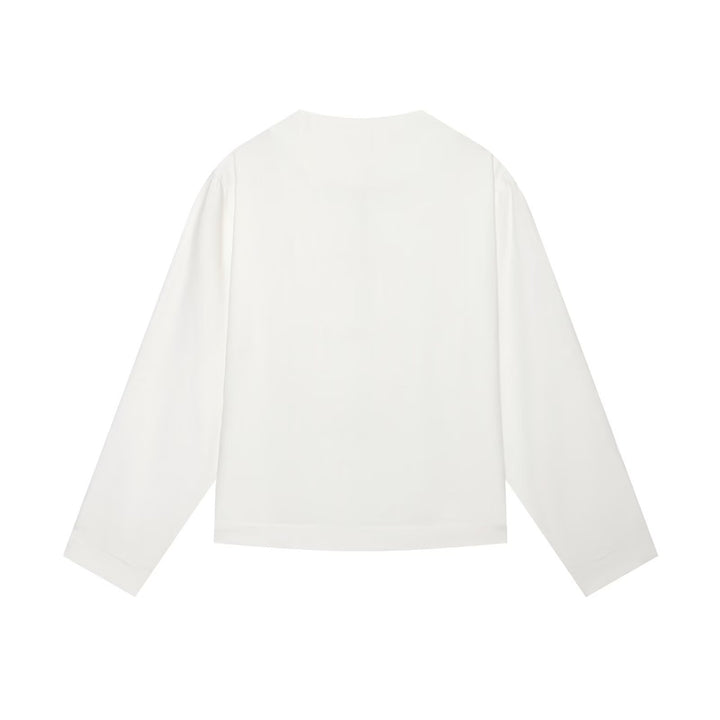 Damen Boxy-Jacke mit Mandarin-Kragen und dekorativen Knotenverschlüssen Drune