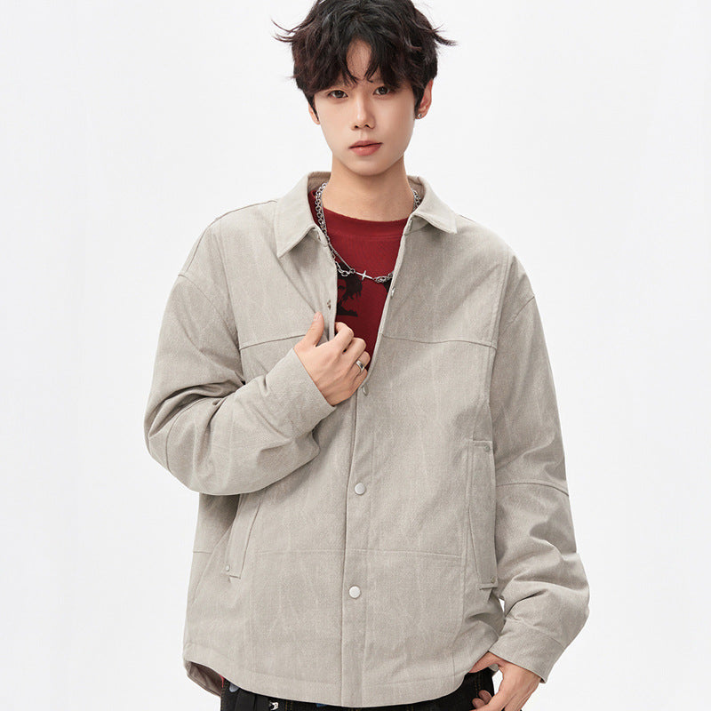 Herren gesteppte, gefütterte Canvas-Utility-Jacke mit Druckknöpfen Drune