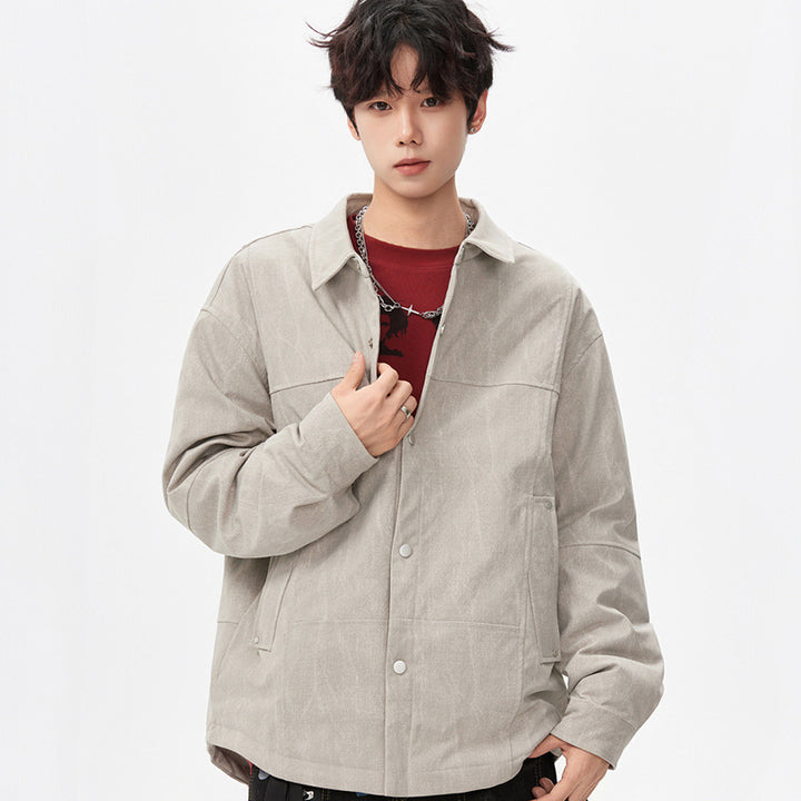 Herren gesteppte, gefütterte Canvas-Utility-Jacke mit Druckknöpfen Drune