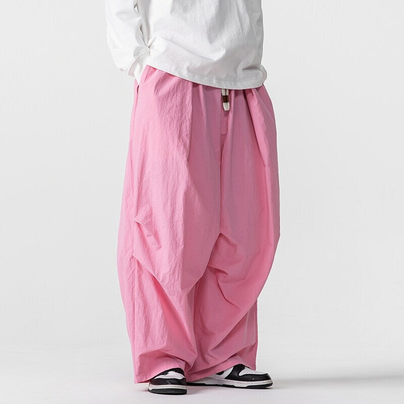 Herren Weite Utility-Loungehose mit überlappenden Falten und Kordelzugbund Drune
