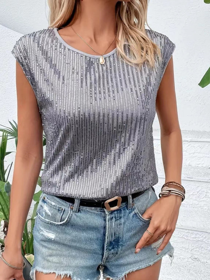 Damen Glitzerndes Oberteil mit lässigem Schnitt Drune