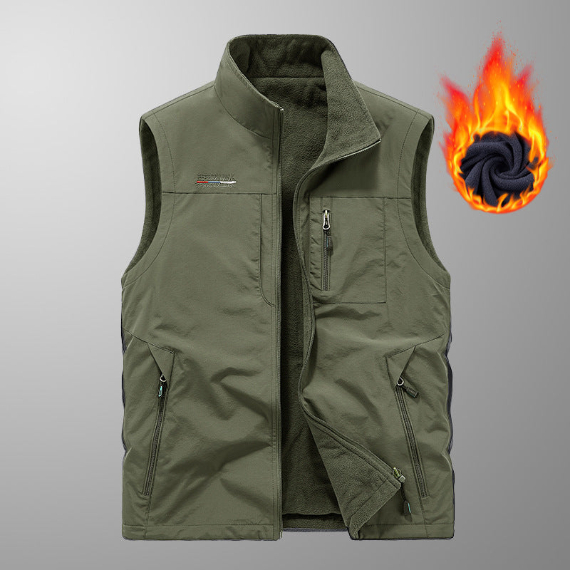 Herren gefütterte Thermo-Weste mit Fleece-Innenfutter, winddichter Außenlage und multiplen Reißverschlusstaschen Drune