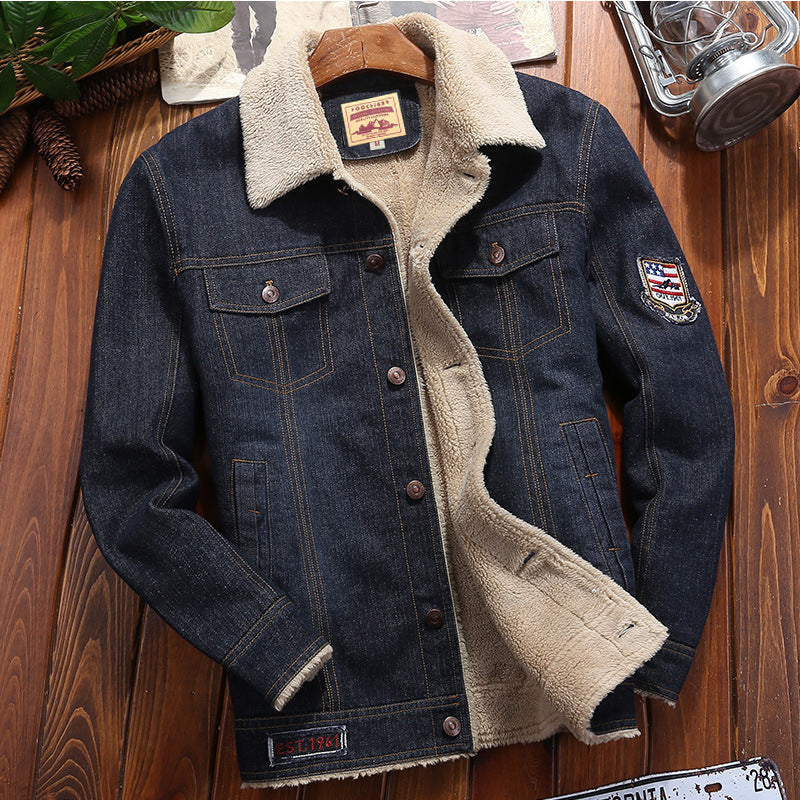 Herren Thermo-Jeans-Truckerjacke mit Teddyfutter und sherpaähnlicher Innenlage Drune