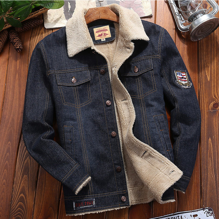 Herren Thermo-Jeans-Truckerjacke mit Teddyfutter und sherpaähnlicher Innenlage Drune