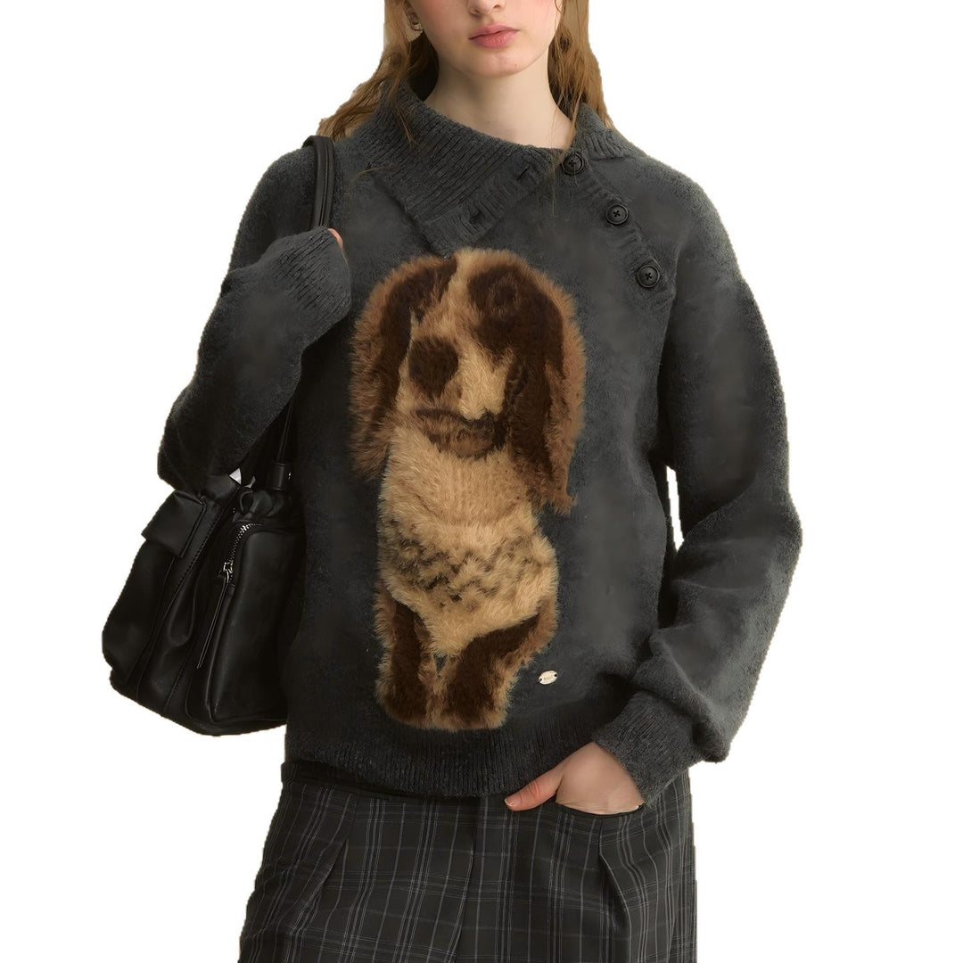 Damen Pullover mit einzigartigem Tiermotiv und strukturierter Oberfläche Drune