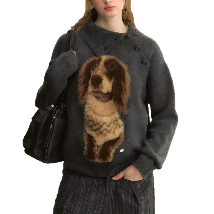 Damen Pullover mit einzigartigem Tiermotiv und strukturierter Oberfläche Drune