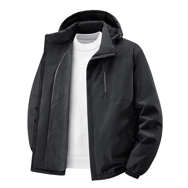 Herren Thermo-Outdoorjacke mit gesteppter Fleece-Innenlage, wind- und wasserabweisender Hülle & Kapuze Drune