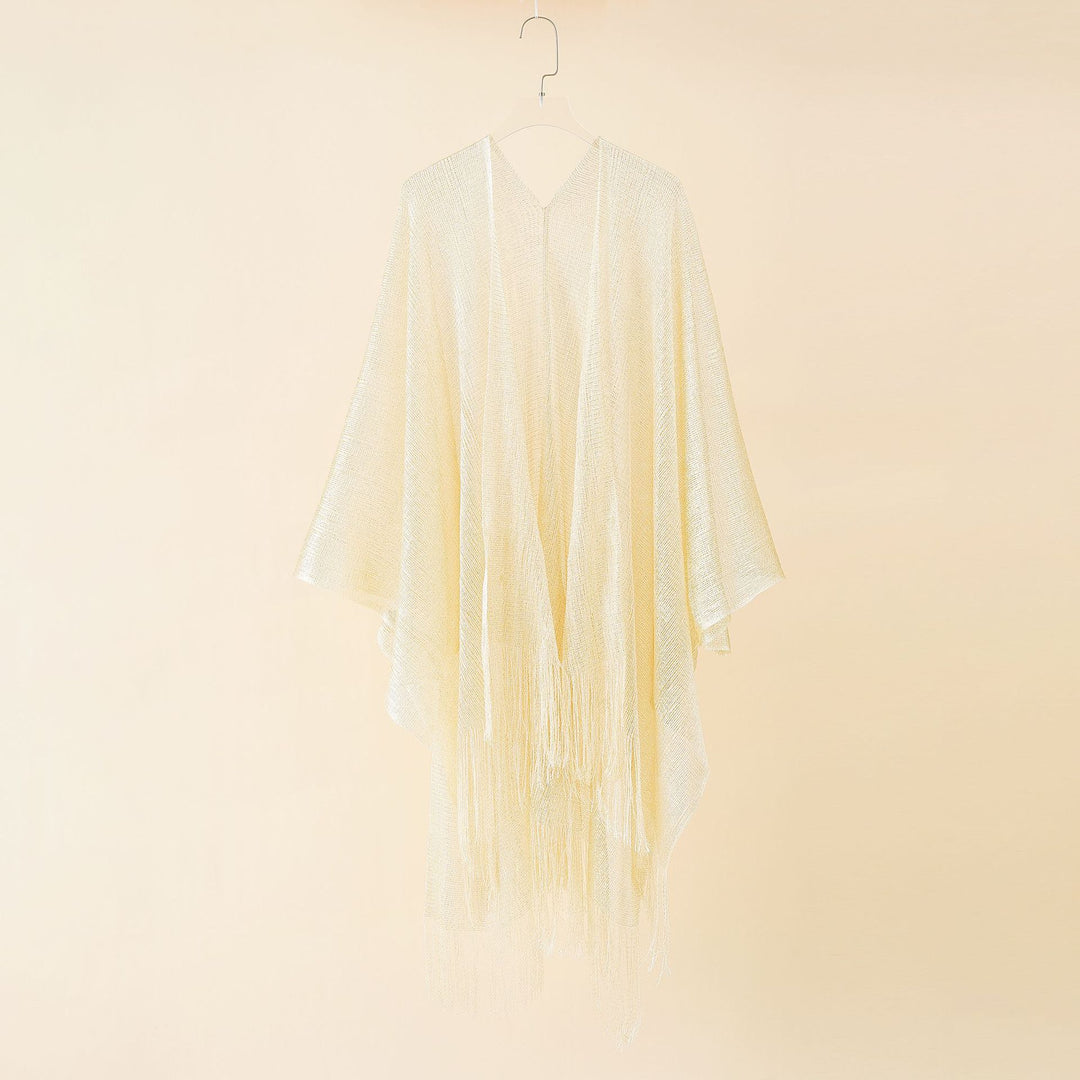 Damen Fransen-Kimono aus transparenter, luftiger Struktur Drune