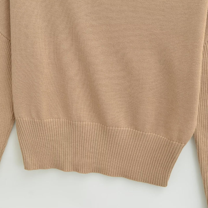 Damen Oversize One-Shoulder Pullover mit Fledermausärmeln und breitem Rippenbund Drune