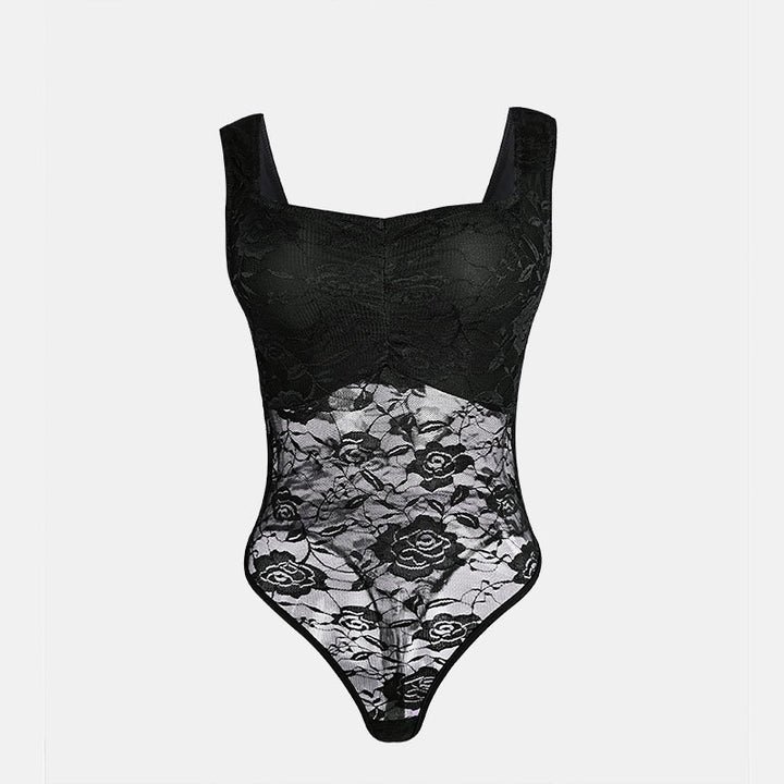 Damen Spitzen-Bodysuit mit floralem Design und konturierendem Schnitt Drune