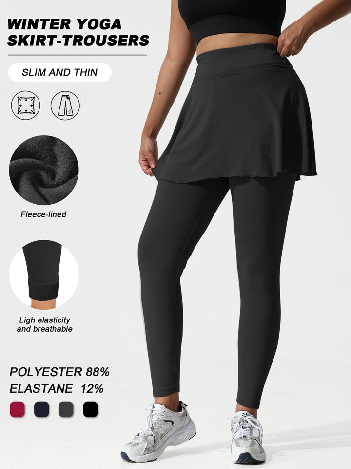 Damen Thermal-Leggings mit integriertem Sportrock und Fleece-Futter Drune
