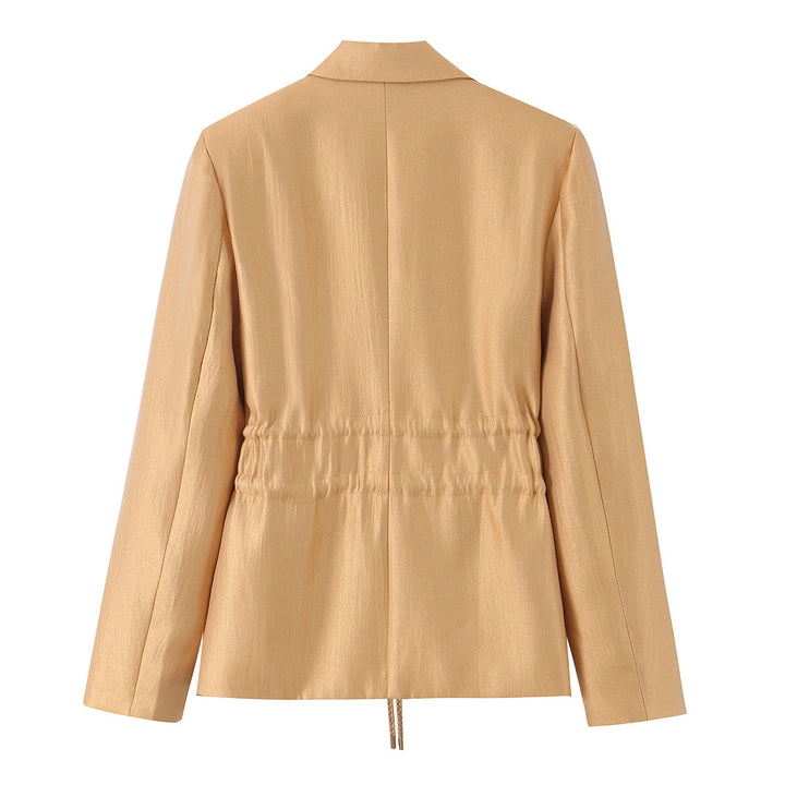 Damen Taillierter Blazer mit Kordelzug und Reverskragen Drune