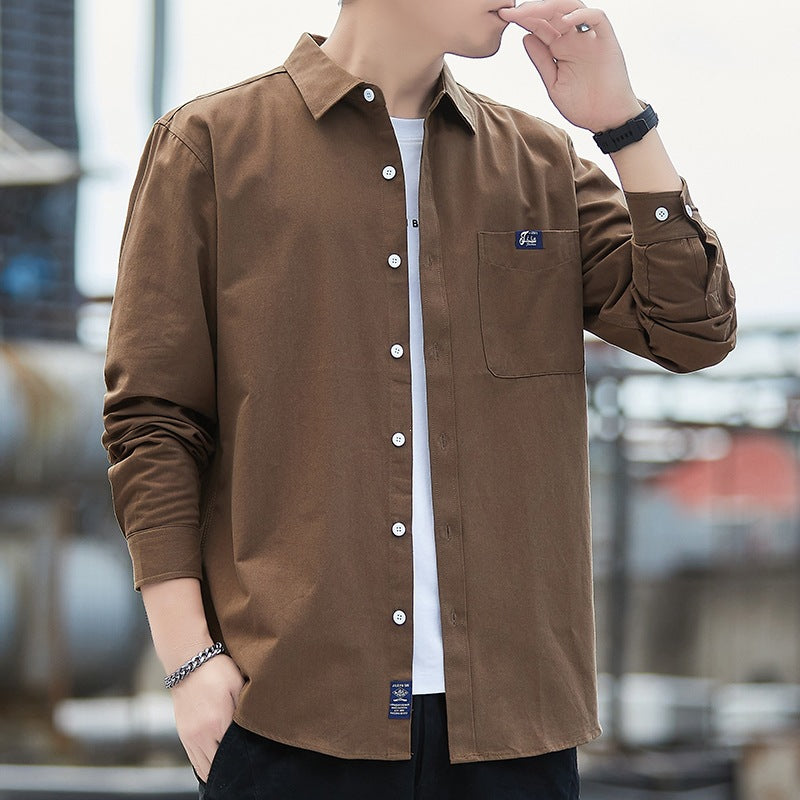 Herren Baumwoll-Overshirt im Casual-Look mit Brusttasche & Hemdkragen Drune