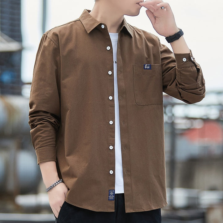 Herren Baumwoll-Overshirt im Casual-Look mit Brusttasche & Hemdkragen Drune