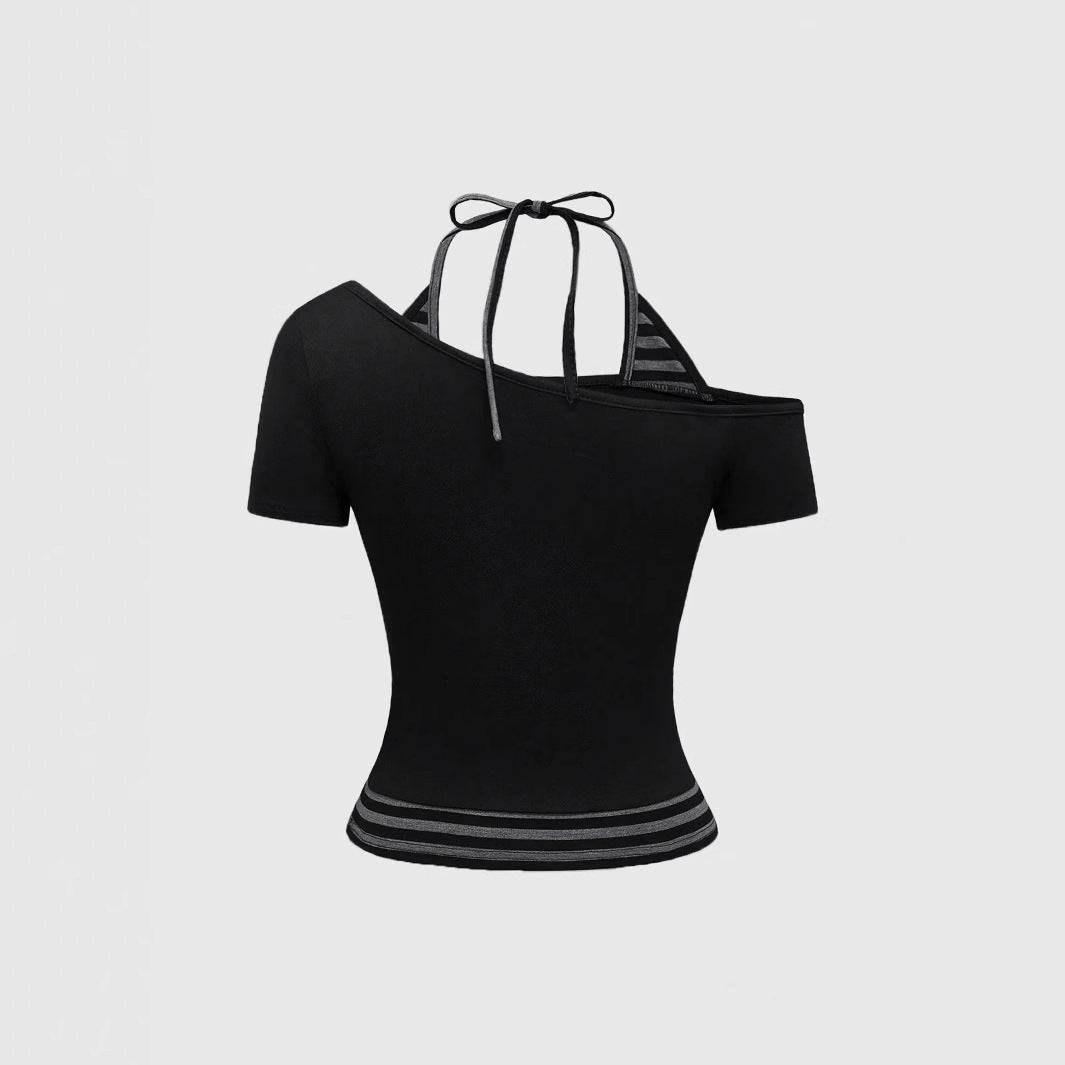 Damen Off-Shoulder Top mit grafischem Design Drune
