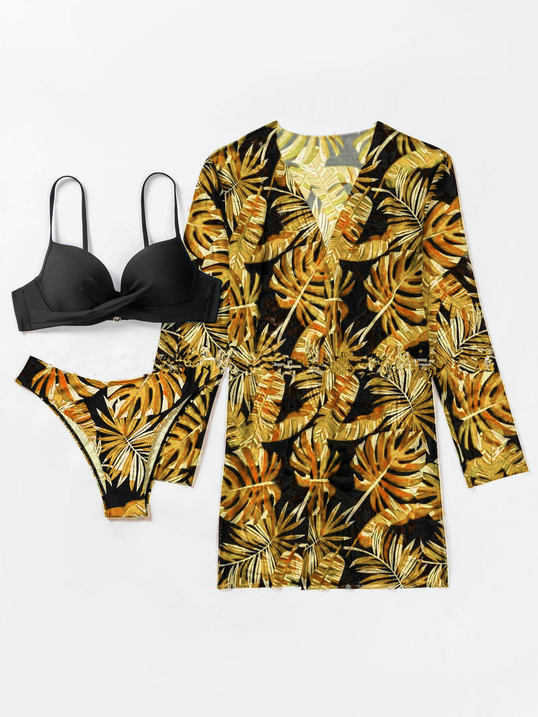 Damen Bikini-Set mit floralen Mustern und elegantem Cover-Up Drune