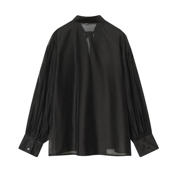 Damen Bluse mit Schleifenkragen und voluminösen Ballonärmeln Drune