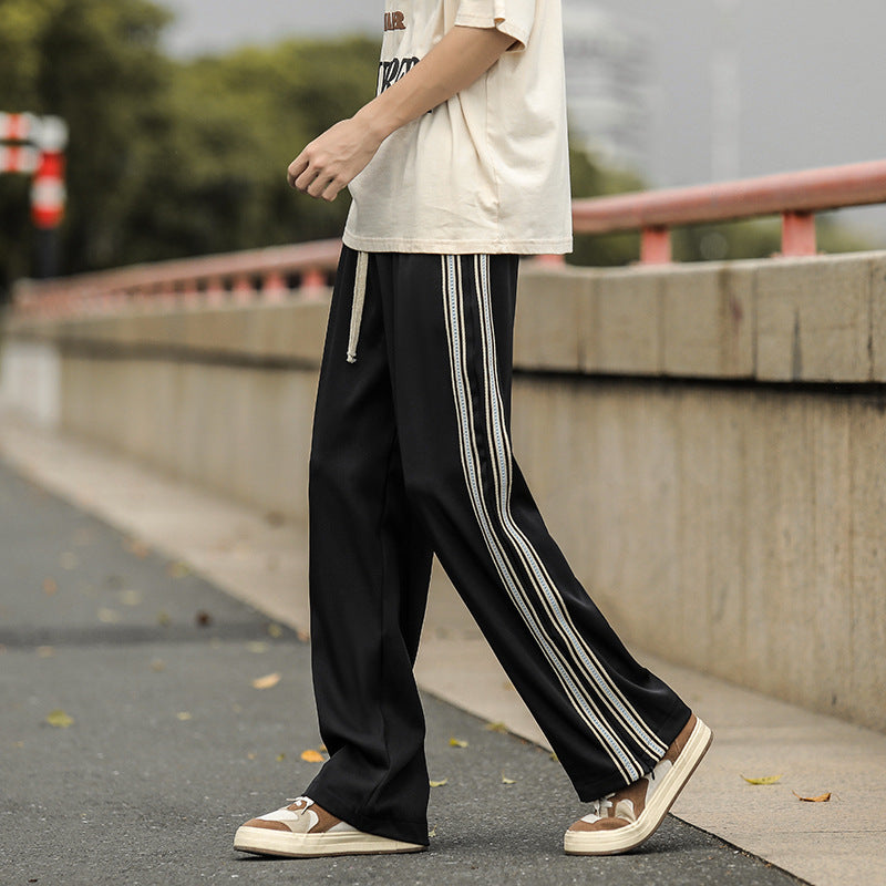 Herren lässige Sporthose mit seitlichen Streifen und elastischem Bund Drune