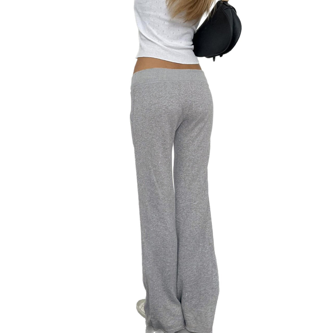 Damen nan weiche Flared-Jogginghose mit Kordelzug, Eingrifftaschen und auffälligem Love-Print Drune