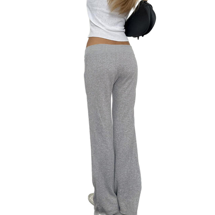 Damen nan weiche Flared-Jogginghose mit Kordelzug, Eingrifftaschen und auffälligem Love-Print Drune