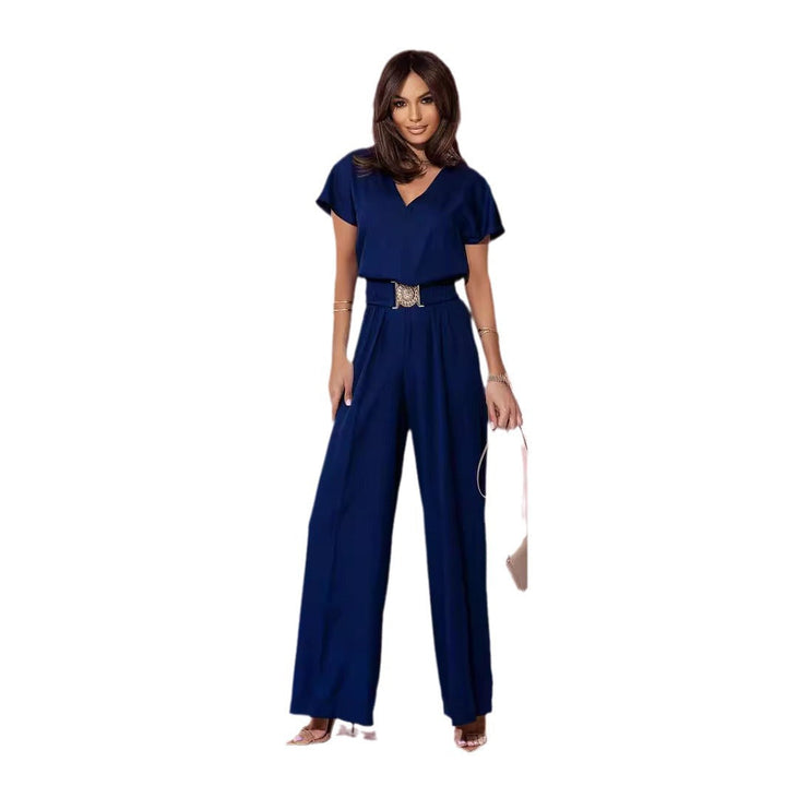 Damen Jumpsuit mit weitem Bein und trendigem Gürtel Drune