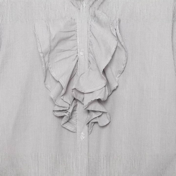 Damen Bluse mit Schleifenkragen und Rüschenblende Drune