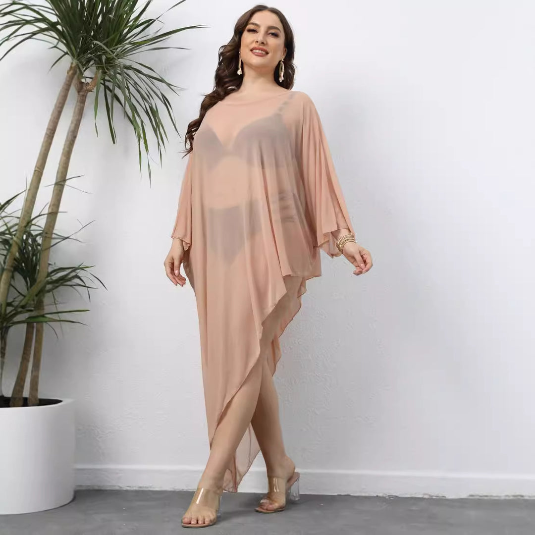 Damen eleganter Strandüberwurf aus leichtem Netzmaterial Drune