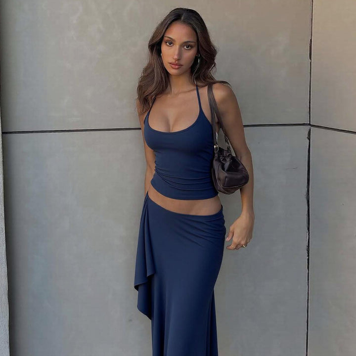 Damen Maxikleid mit asymmetrischem Saum und verstellbarem Träger Drune