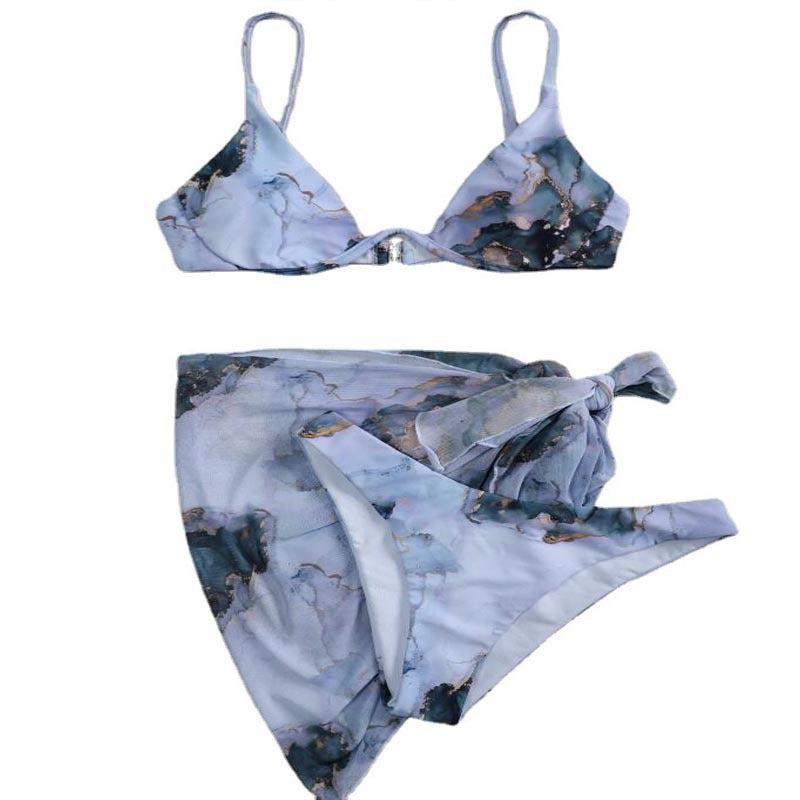 Damen Triangel-Bikini-Set mit Übergroßem Wickelrock Drune