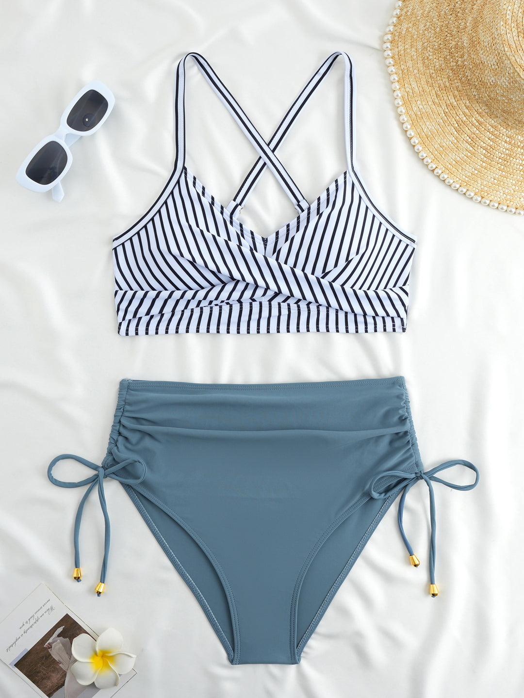 Damen Hochtailliertes Bikini-Set mit Wickeloberteil Drune