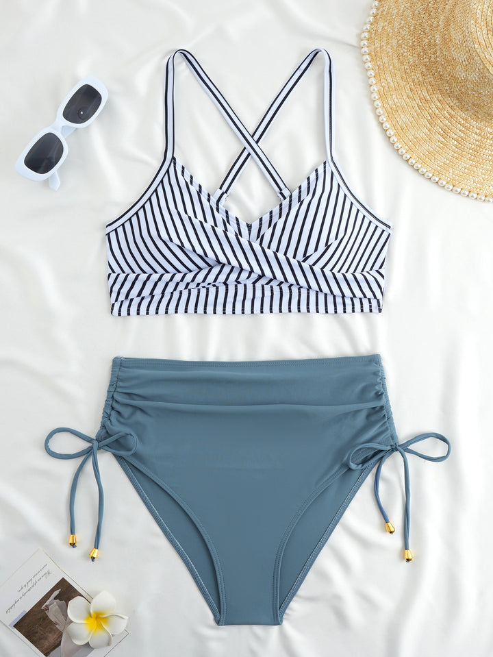 Damen Hochtailliertes Bikini-Set mit Wickeloberteil Drune
