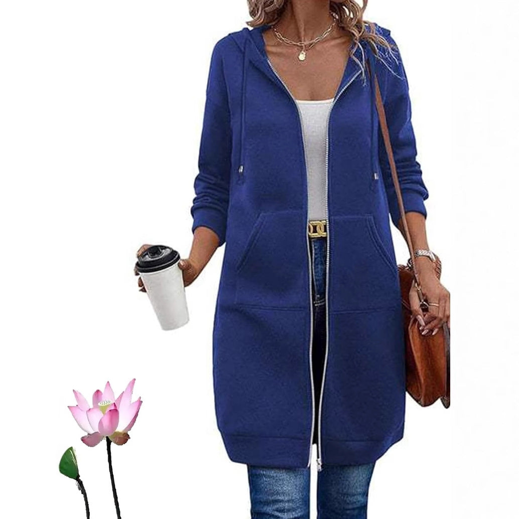 Damen Lässige Langarm Hoodie-Jacke