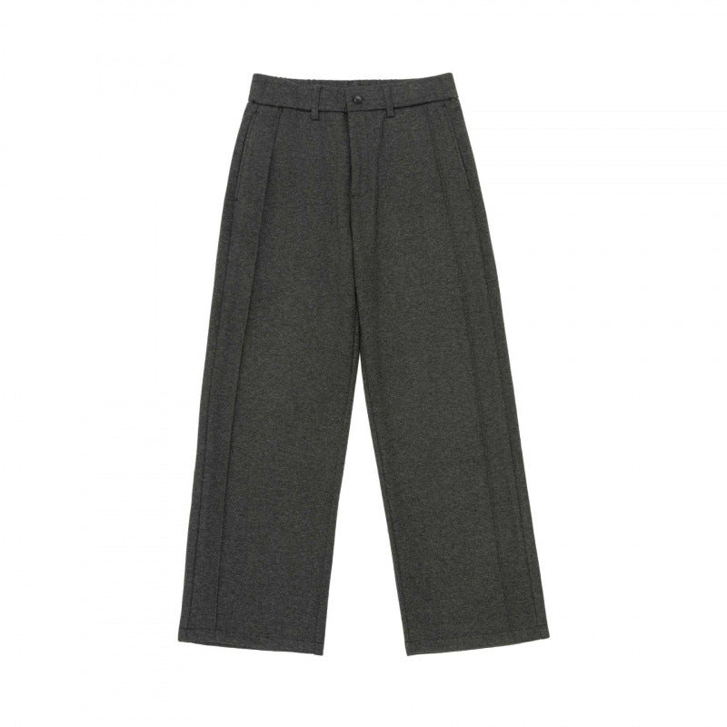 Damen Weite Wollmix-Hose mit Bügelfalte, Hoher Bund und geradem Bein Drune