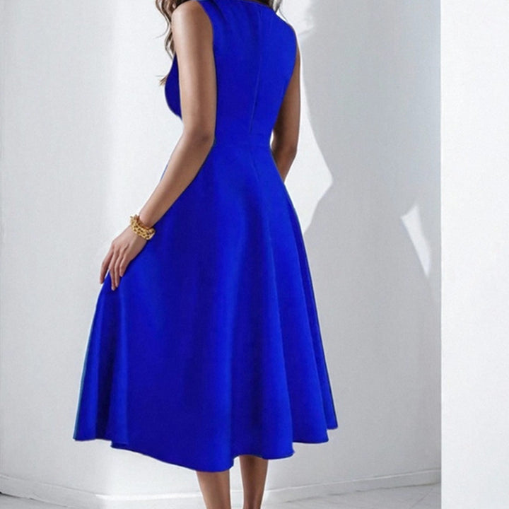 Damen elegantes und luftiges Kleid mit V-Ausschnitt Drune