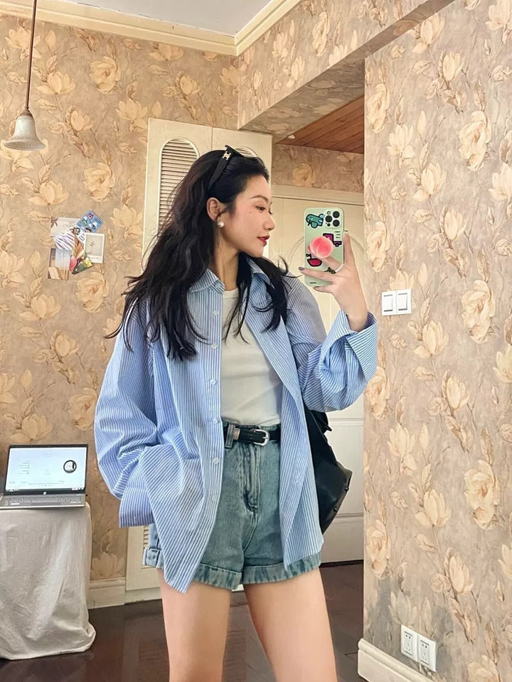 Damen Oversized Hemdbluse Drune