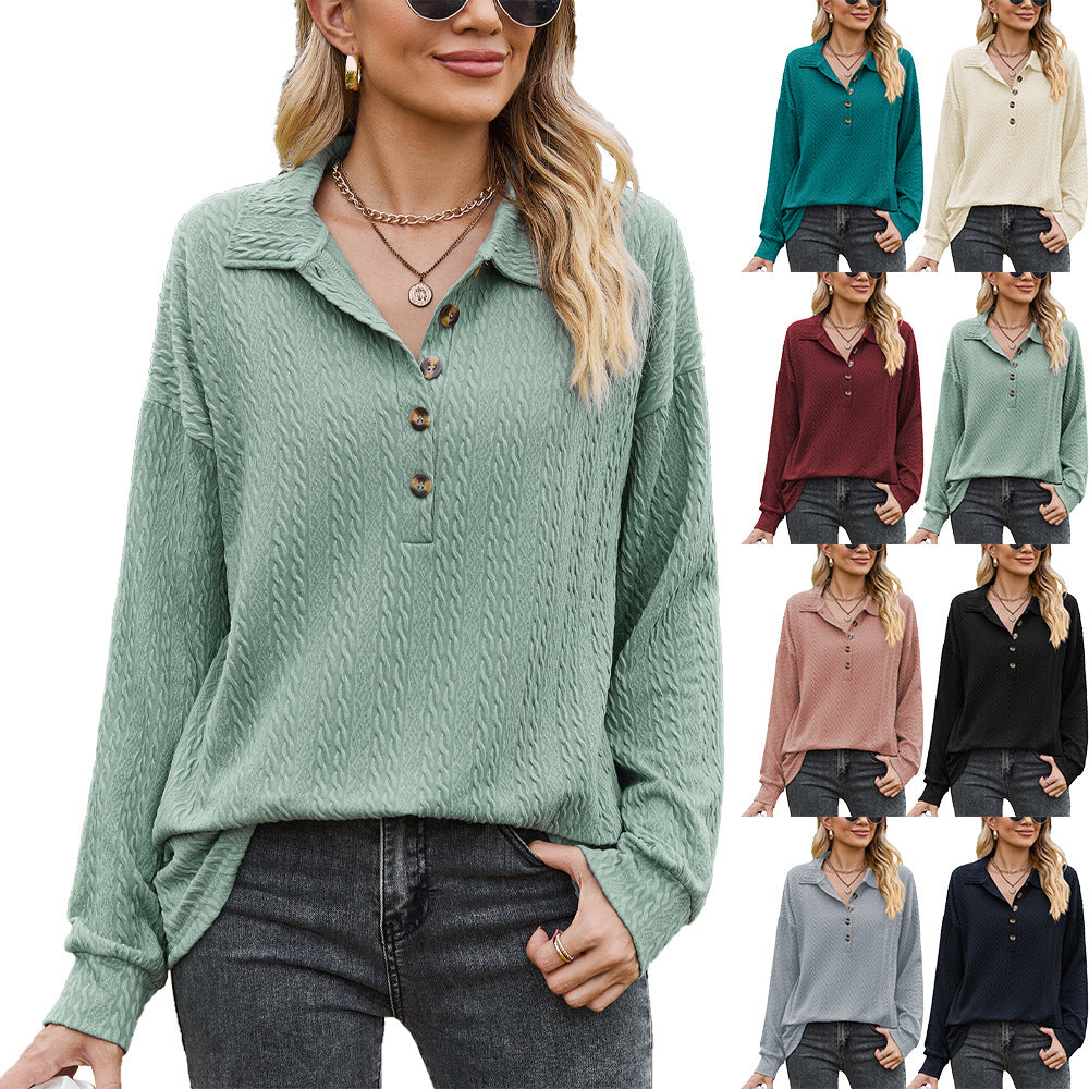 Damen Langarmshirt mit strukturiertem Kabelstrick und modischem Kragen Drune