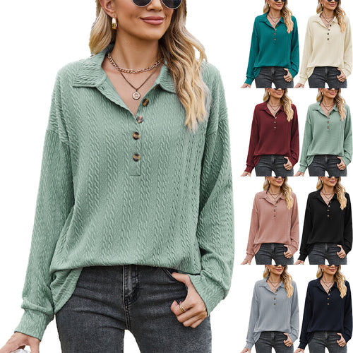 Damen Langarmshirt mit strukturiertem Kabelstrick und modischem Kragen Drune