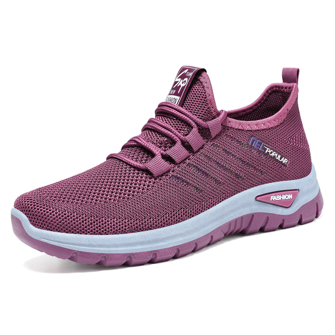 Damen nan ultraleichter Strick-Sport-Sneaker mit Elastikeinstieg, stoßdämpfender Plateau-Zwischensohle und griffiger Profillaufsohle Drune